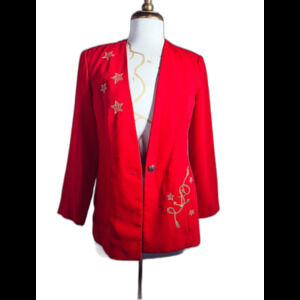 John Roberts Blazer Size 6 80's Vintage Embroidered Going Out Glam Rock Jacket